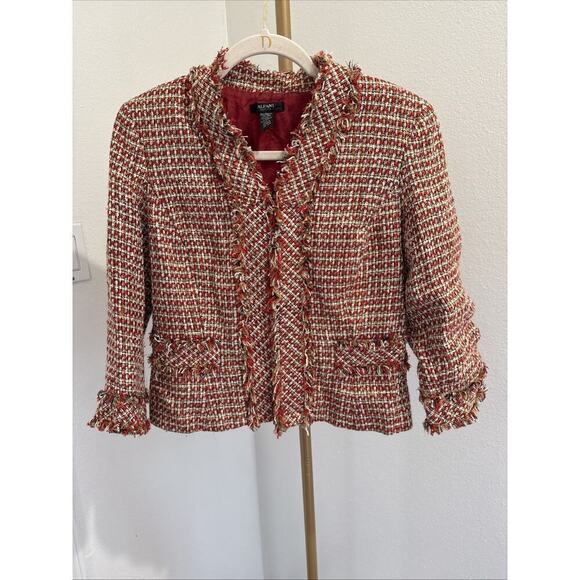 Alfani Petite Ladies Linen Blend Suit Jacket Poppy Multi Size 8P - Picture 1 of 5